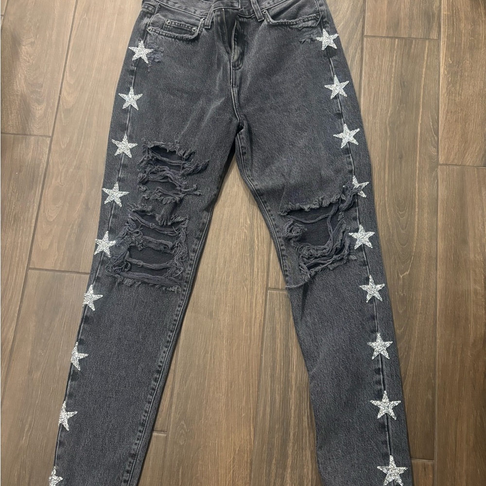 Carmar Gray Skinny Jeans with Star Embellishments